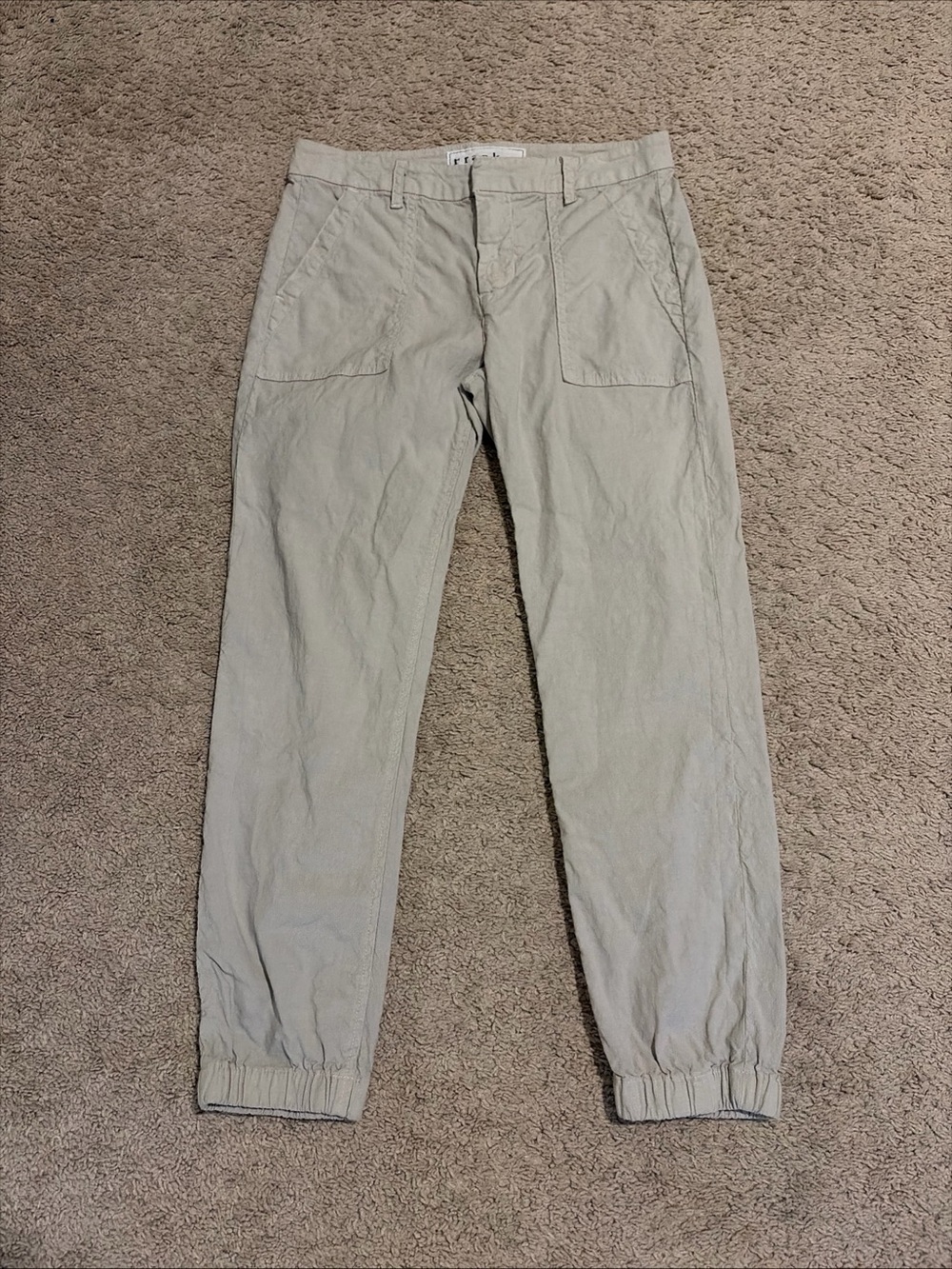 Frank & Eileen Jameson Utility Joggers Pants Size 4 Flax Cotton Beige